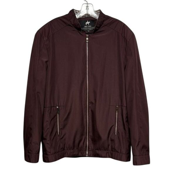 Men's West Louis Burgundy Rain Windbreaker Jacket Size XL - Picture 1 of 9